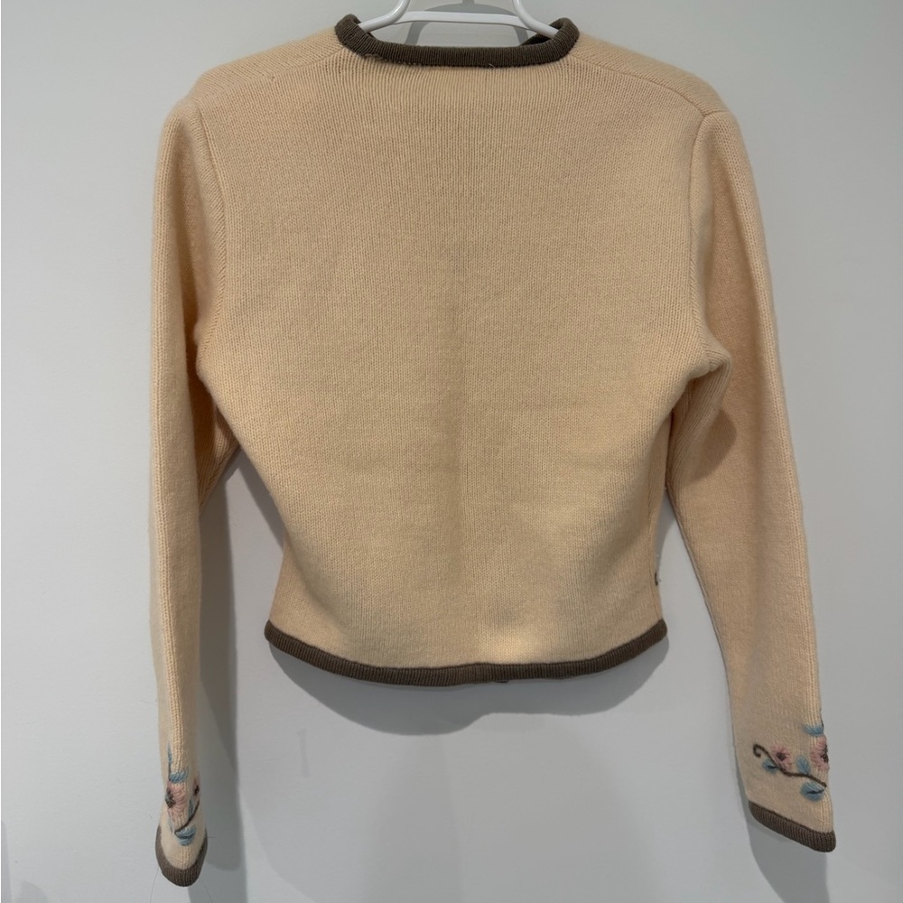 Laura Ashley 100% Lambswool Button From Sweater Embroidered Cardigan Cottagecore - Picture 5 of 5